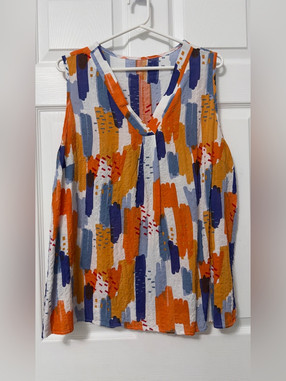 SHEIN Multicolor Brushstroke V-Neck Tank Top